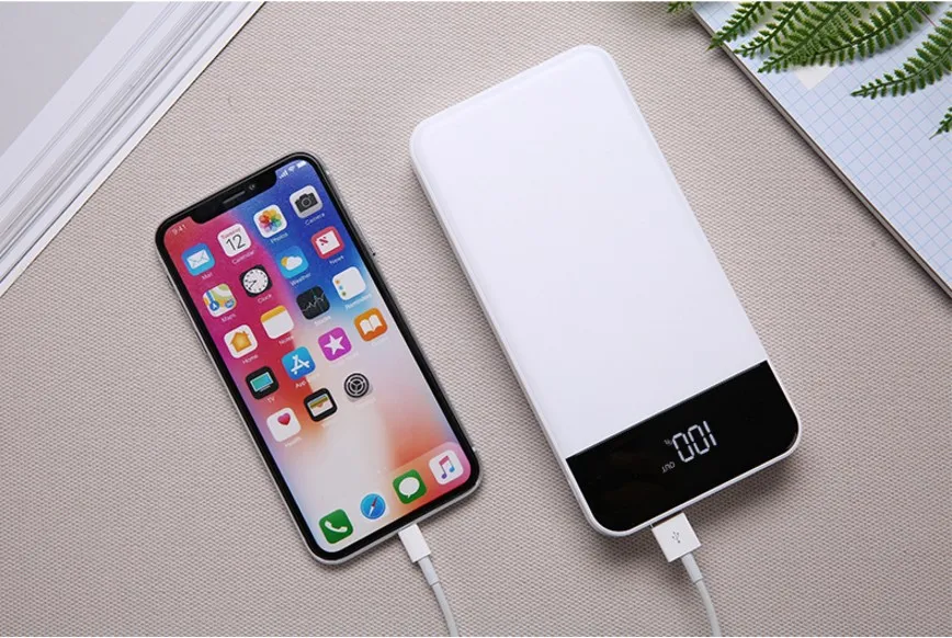 Быстрая Зарядка Power Bank 20000 мАч 2 USB PowerBank 18650 Внешняя батарея для iPhone Xiaomi повербанк