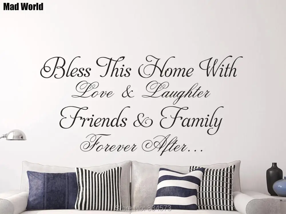 Bless This Home With Love And Laughter Family Wall Art Stickers Decals DIY Decoration Removable Decor | Дом и сад