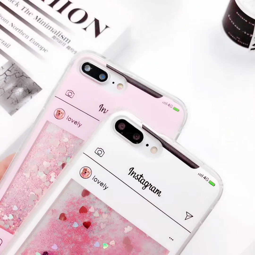 Ins Стиль зыбучие пески блестящий чехол для телефона iphone 8 Plus XS MAX XR instagram с жидким