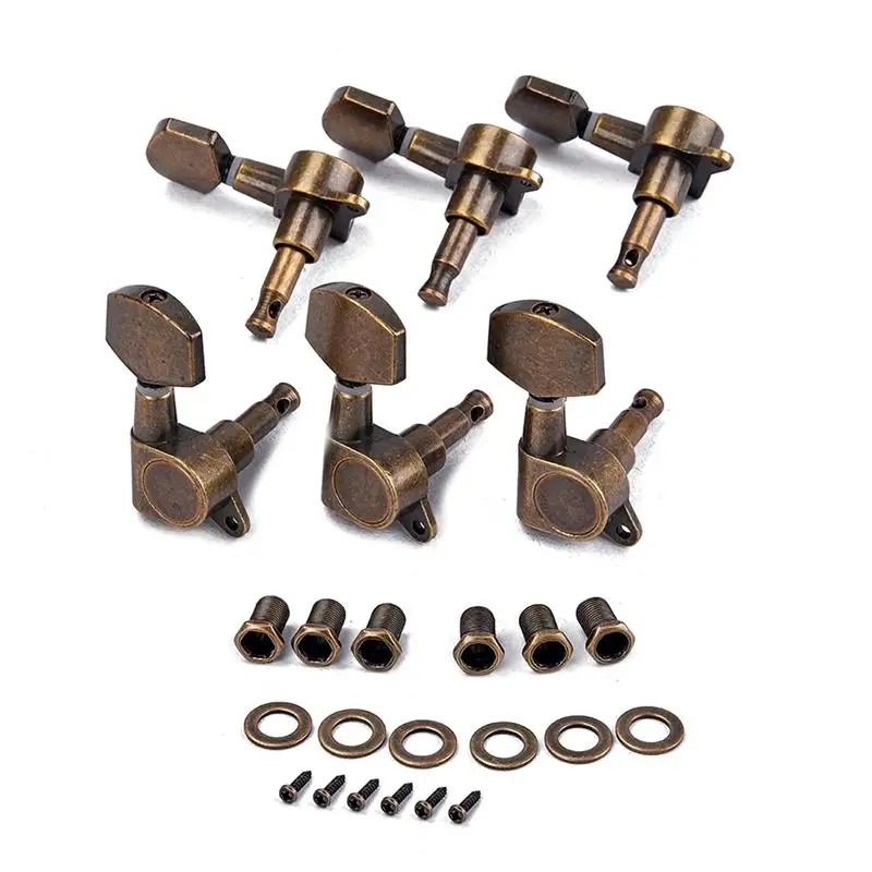 6PCS Bronze Durable 3 Left Right Guitar Tuners String Tuning Pegs Machine Head Set for Acoustic Electric | Спорт и развлечения