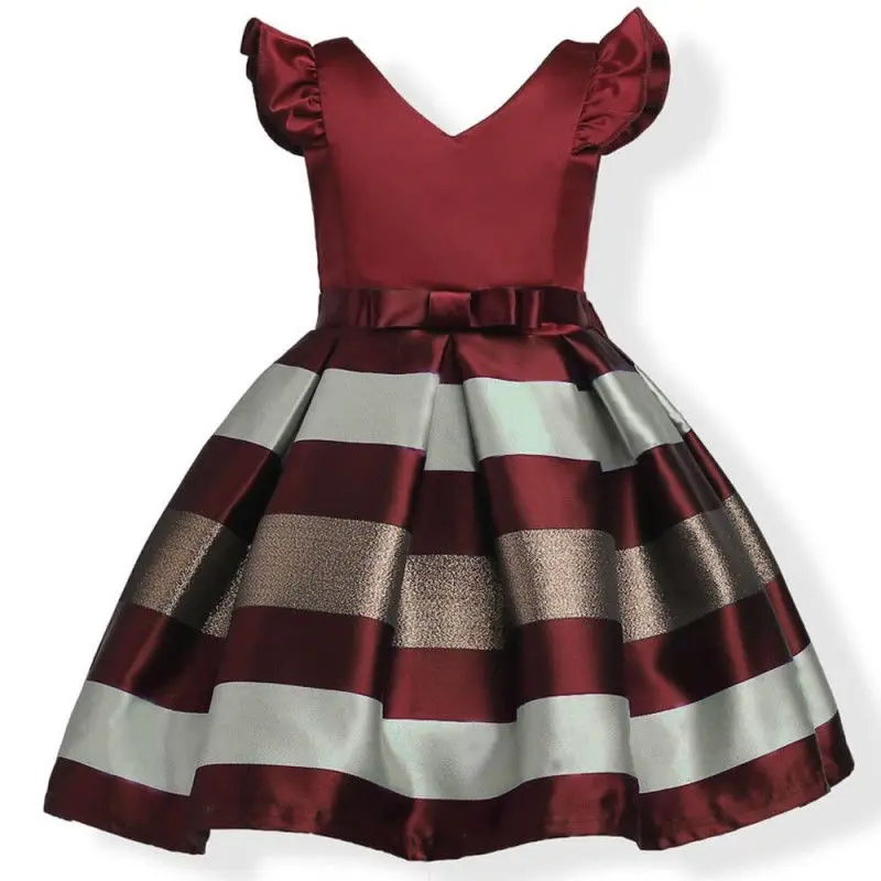 Toddler Kids Girl Summer Sleeveless Cotton Clothes Bowknot Striped Pageant Party Formal Gown Dresses Fashionable | Детская одежда и