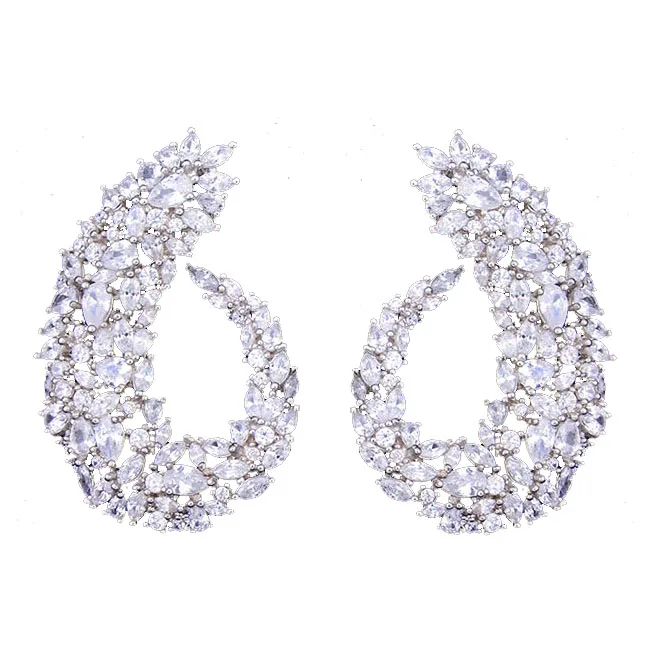 Fashion Famous Design Luxury Popular Geometry Flower Full Pave Cubic Zirconia Wedding Earrings Women Party Anniversary Jewelry | Украшения