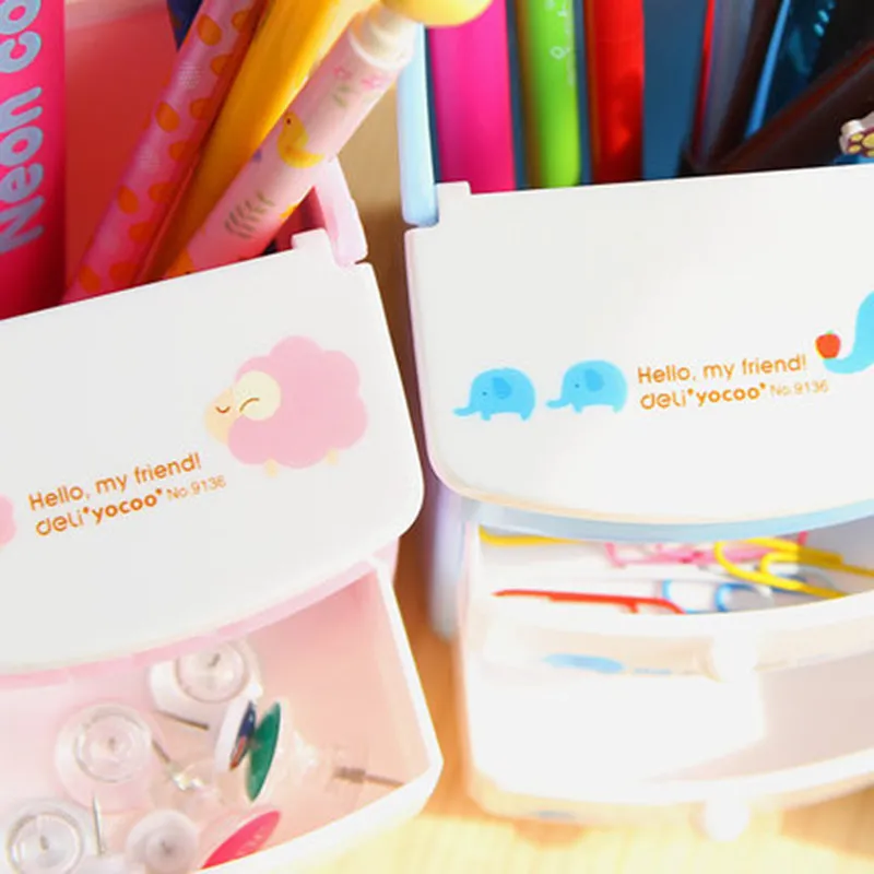 Small for Table Two Layer Drawer Container School Desk Student Supply Stationery Organizer Storage Plastic Pen Holder |