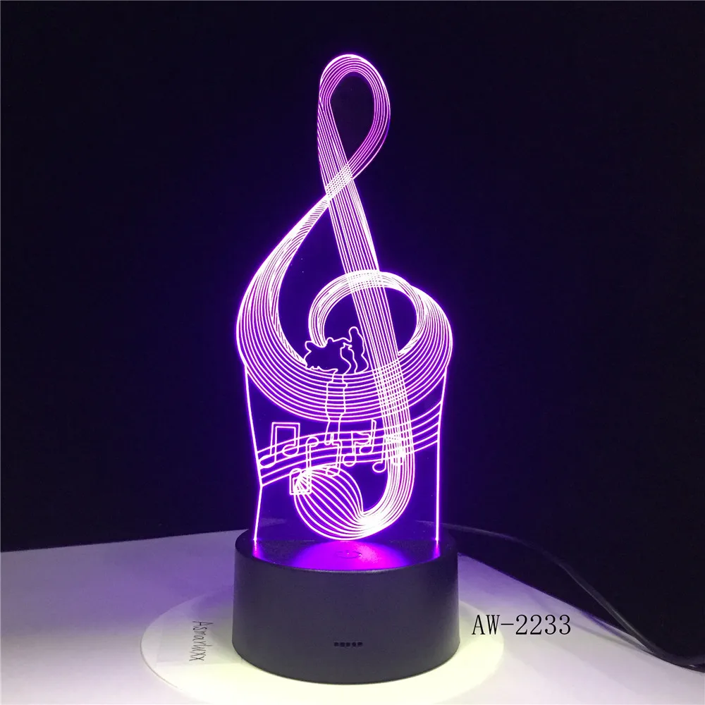 Music Cool Note Bass 3D светодиодный светильник ночник для музыкантов украшение домашнего