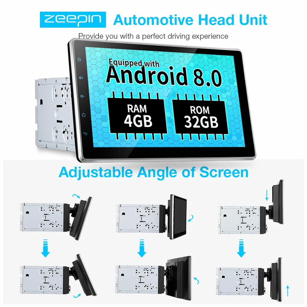 ZEEPIN Android 8 0 4 Гб ОЗУ 32 ПЗУ автомобильный мультимедийный плеер 10 1 дюймов