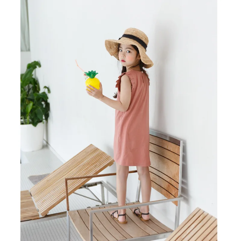 New 2019 Summer Girls Dress Korean Kids Pleated Fly Sleeve Irregular Baby Sundress Ruched Toddler Clothes Cute #3958 | Детская одежда и