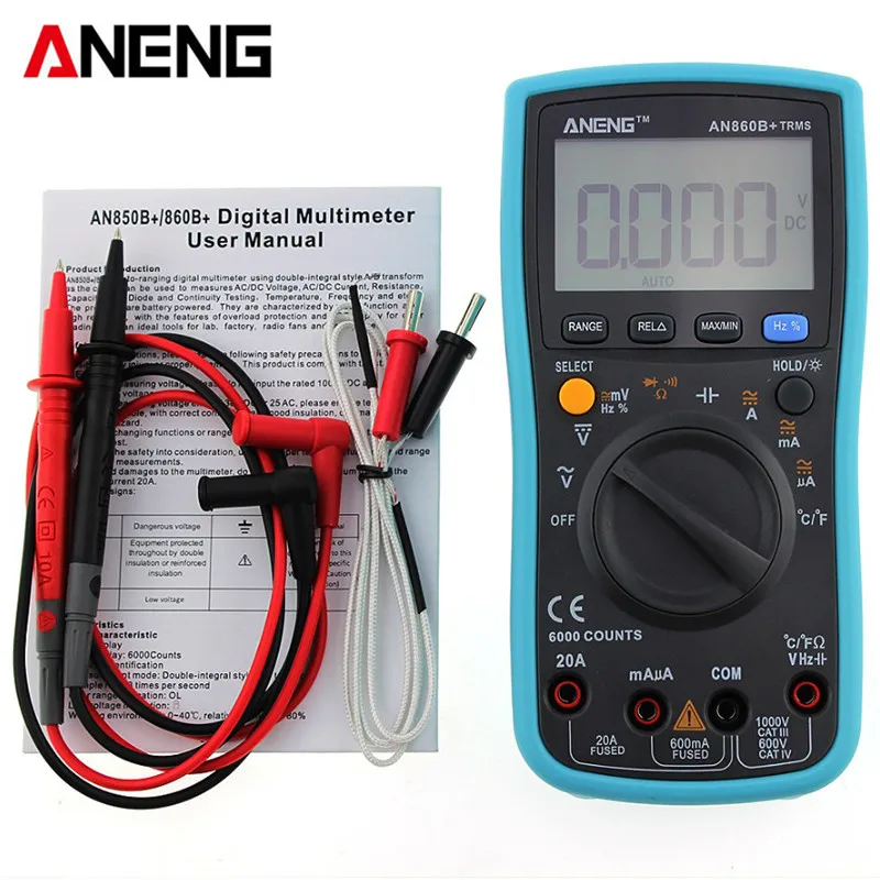 Цифровой мультиметр ANENG AN860B + ЖК-дисплей 6000 отсчетов подсветка тестер напряжения