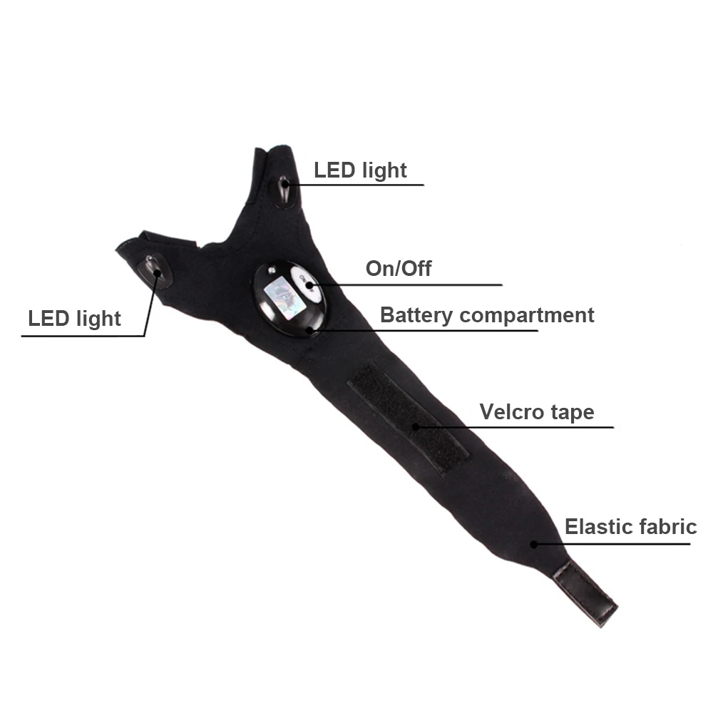 Черный волшебный ремешок для рыбалки на открытом воздухе перчатка без пальцев