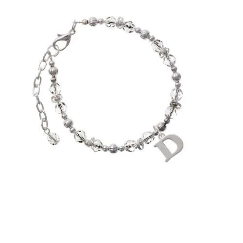Браслет Silvertone Large Initial D из прозрачных бусин| |
