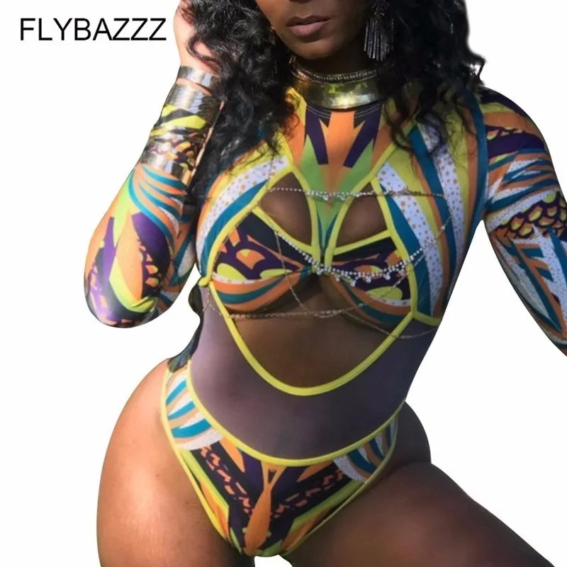 Сексуальный сетчатый купальный костюм женский слитный купальник с Африканским