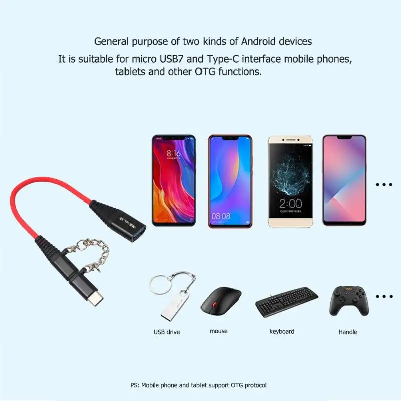 Кабель переходник ALLOYSEED 2 в 1 со штекером Type C + Micro USB на гнездо 0 OTG для