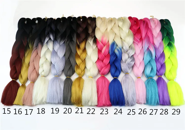 New Fashion 1packs 24'' Jumbo Braiding Hair Ombre Kanekalon African Braids 100g/pc | Ties