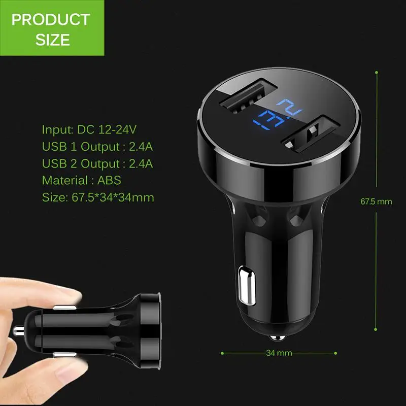 Автомобильное зарядное устройство Onever 5 В 4 8 а с двумя USB-портами дисплей