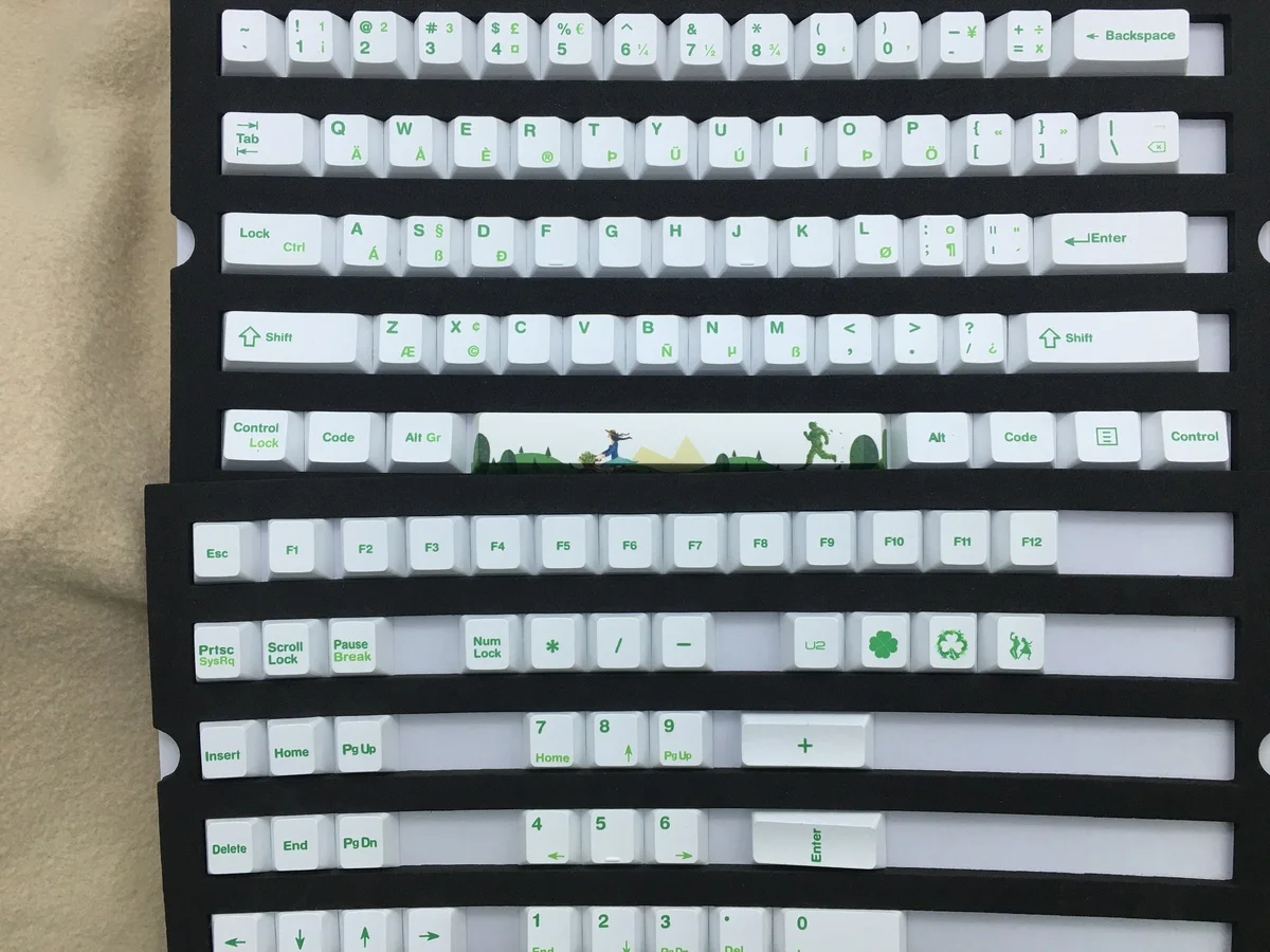 Ирландия 108 ключей PBT Dye Sublimation индивидуальный ключ Кепки белая освещенная