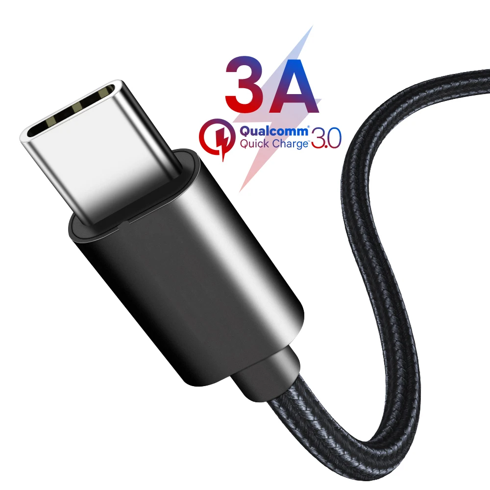 USB C кабель 1 м 2 Быстрая зарядка Type 3 для передачи данных зарядный Samsung S9 pocophone F1