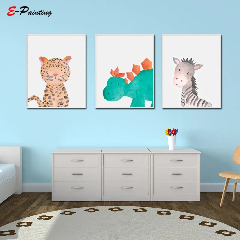 Акварель динозавр животное фотообои искусство печать милый ребенок фотография