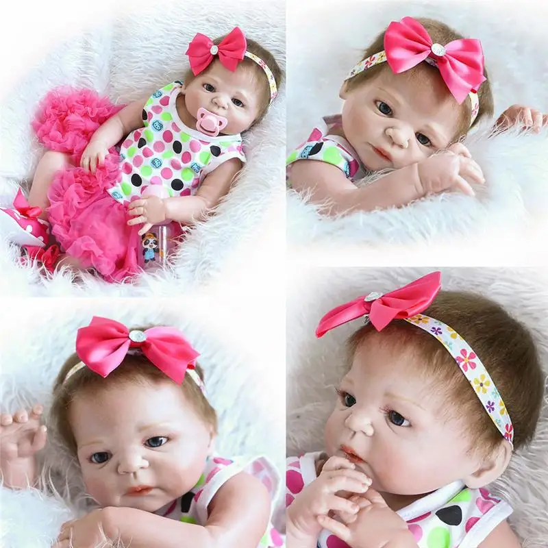 46 см Baby Reborn fashion baby Simulation Doll моющийся полный Силиконовый реборн куклы перед сном
