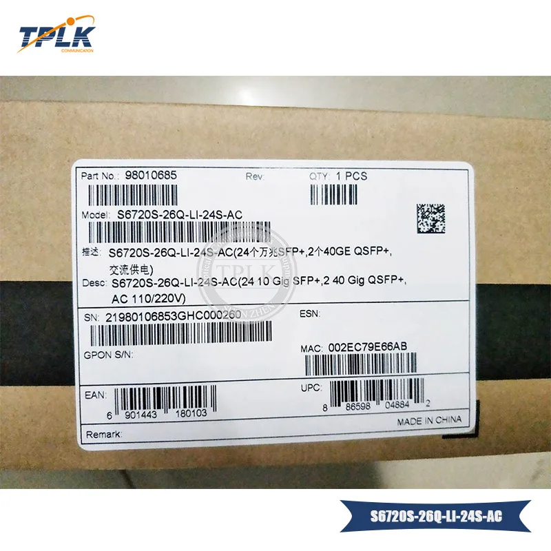Wholesele Хуа Вэй S6720S-26Q-LI-24S-AC 24 портов 10 GE SFP + 2 порта 40 QSFP порты ethernet гигабитный