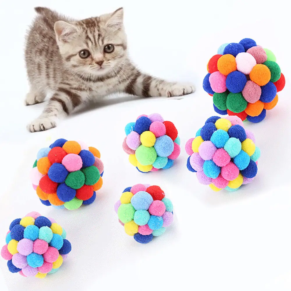 1 шт. игрушки для кошек красочный шар со звуком Забавный мяч котенок