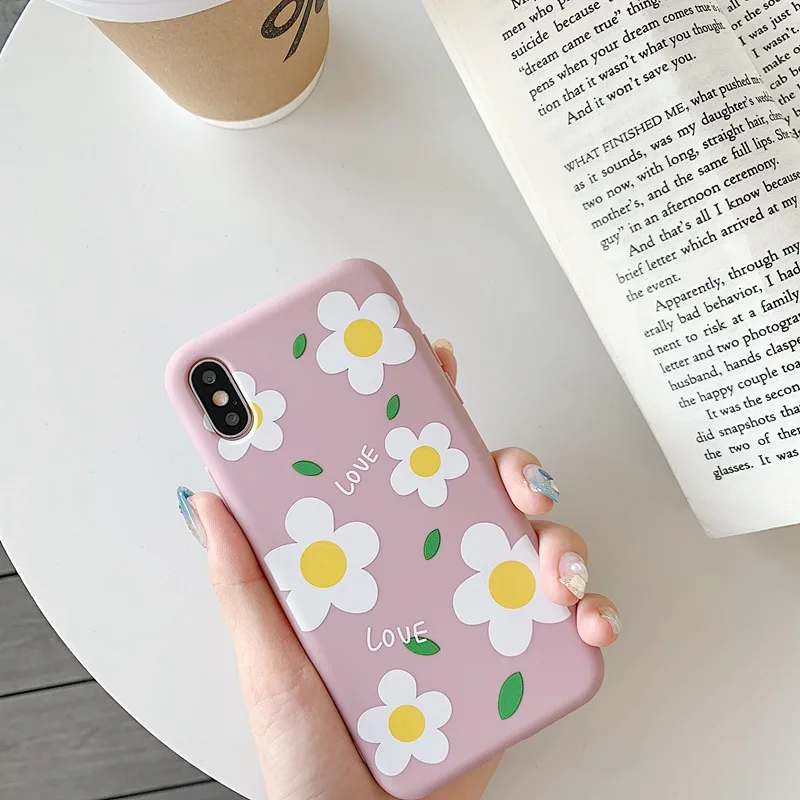 STROLLIFE Ins Little Daisy Phone Case for IPhone XS Max XR Fresh Summer Lovely Cover 6 X 7 8Plus Matte Soft TPU Shell |