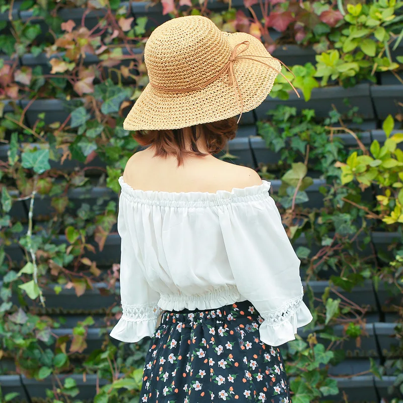 Шикарная Панама соломенная шляпа от солнца для женщин модная ручная работа