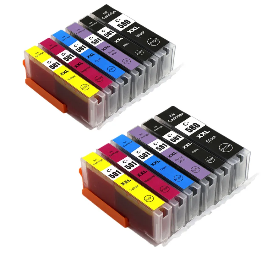 

12PCS Compatible PGI 580 CLI 581 XL ink cartridge for CANON TR7550 TR8550 TS6150 TS6151 TS8150 TS8151 TS8152 TS9150 TS9155