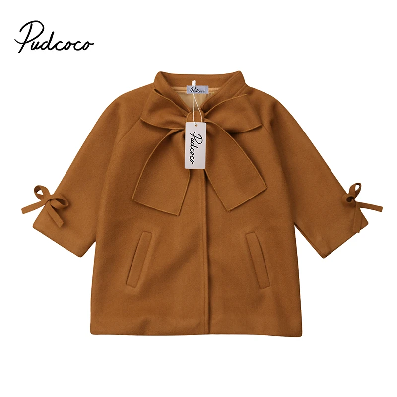 Теплое пальто Pudcoco с бантом для маленьких девочек верхняя одежда Свободные
