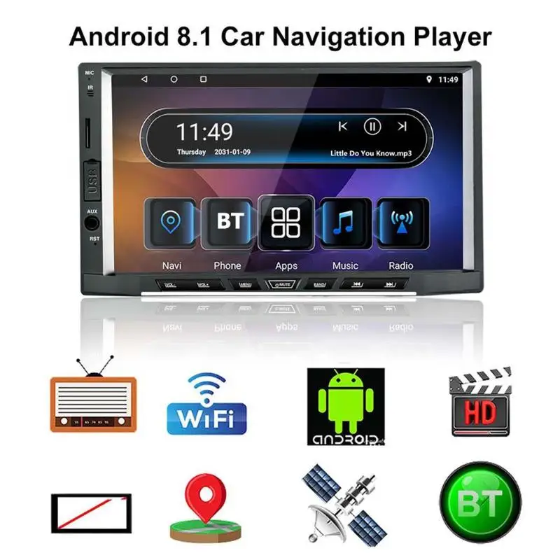 7 &quotВосьмиядерный Android 8 1 MP5 плеер HD дисплей Bluetooth Мультимедиа GPS Navi RDS WiFi USB 2din