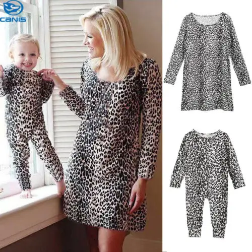 Новинка модное женское платье с леопардовым принтом для мамы и дочки комбинезон