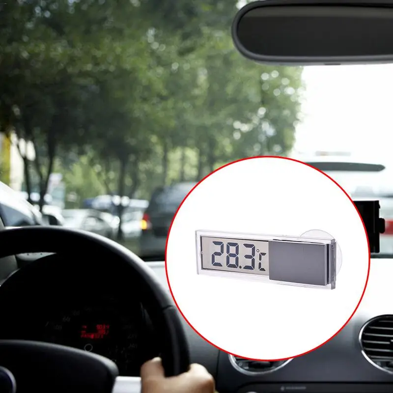 100% Brand Sucker Type Car Thermometer Electronic Transparent LED | Clocks