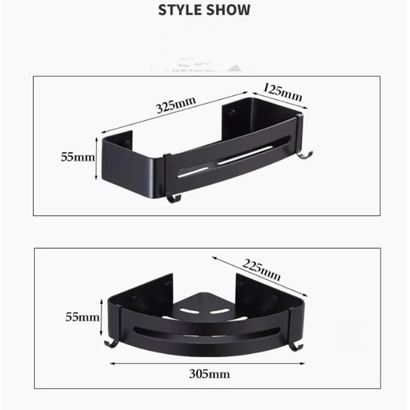 

Wall Mounted Black Aluminum Alloy Bathroom Soap Dish Bath Shower Shelf Bath Shampoo Holder Basket Holder Corner shelf