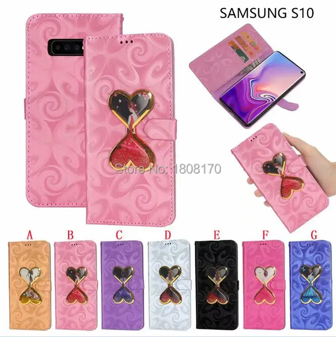 Кожаный чехол кошелек C ku с жидким песком и стеклом для Samsung Galaxy S10 Plus S10E Huawei P30 Pro