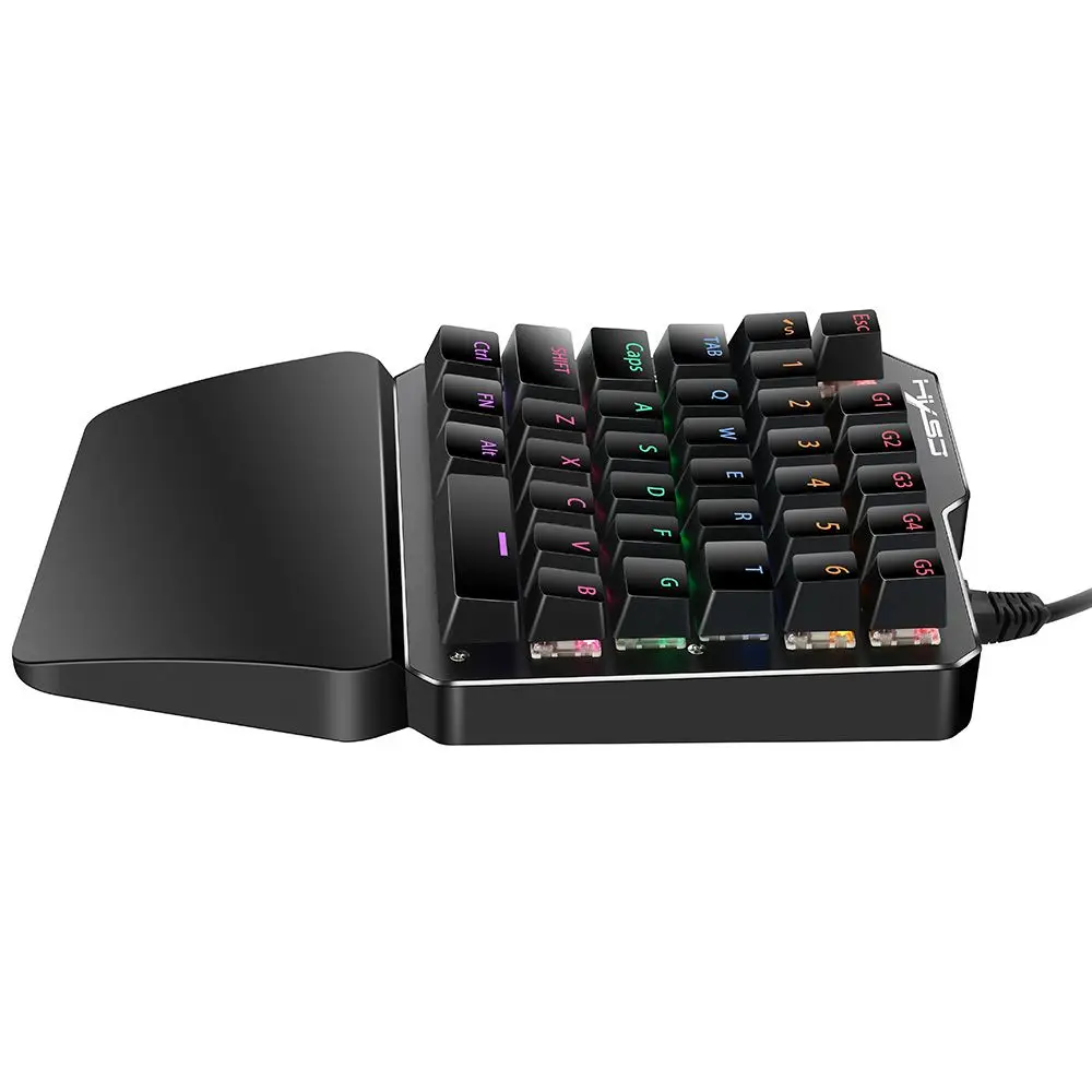 HXSJ J100 игровая мышь Проводная 35 клавиш для ноутбуков 7 подсветка зеленая ось