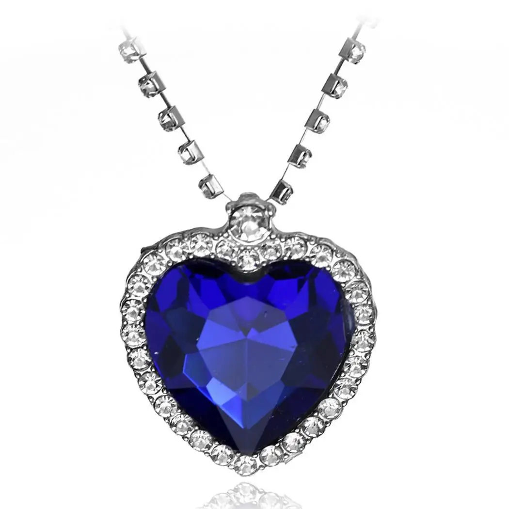 Women Casual Heart Shape Plastic Gem 45cm/17.7inch Rhinestone Snake Chain Pendant Necklaces | Украшения и аксессуары