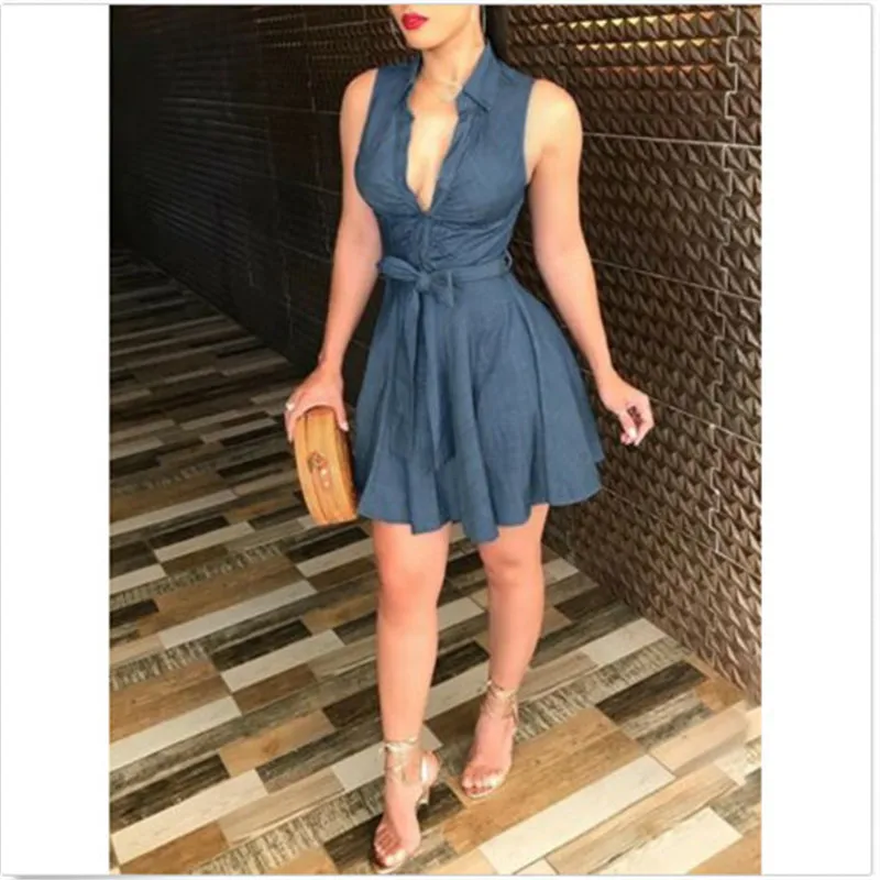 Платья женские вечерние ночное модное женское Платье без Рукавов Синего