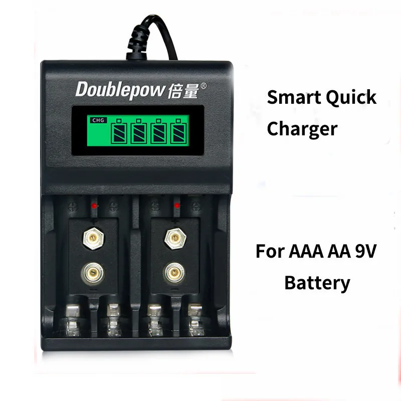4 слота 9v зарядное устройство LCD Смарт быстрое для Aa Aaa (6f22) NiMH/NiCd аккумуляторная