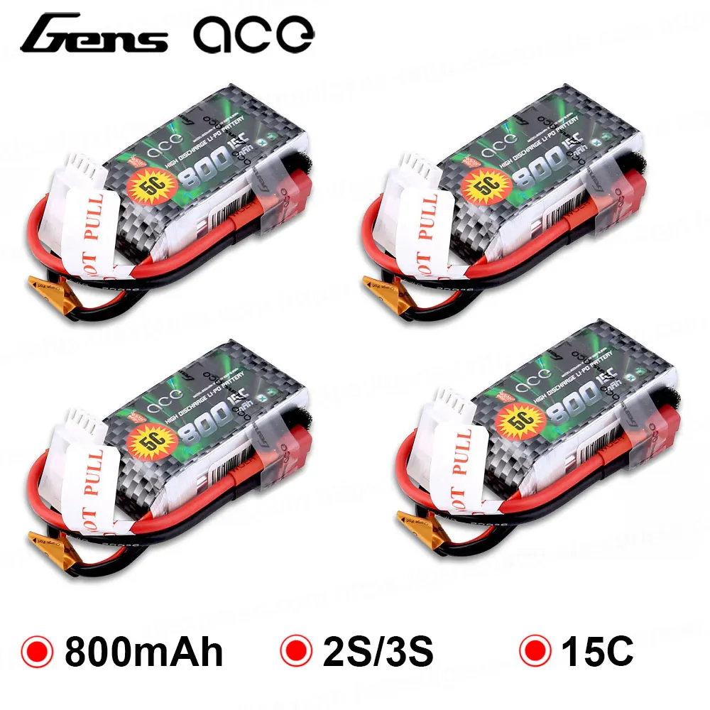 4X Gens ace Lipo батарея 7 4 В 11 1 800 мАч 2S 3S RC Quadcopter Deans Разъем T для маленького самолета 250