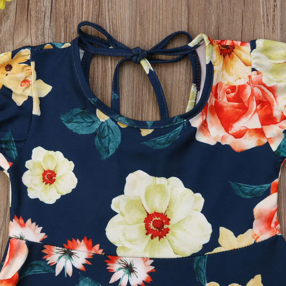 Новинка Платье с цветочным принтом для маленьких девочек Летнее праздвечерние