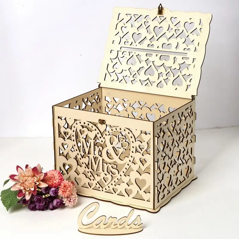 Винтажные DIY Свадебные Подарочные коробочки в виде открытки с замком деревянная
