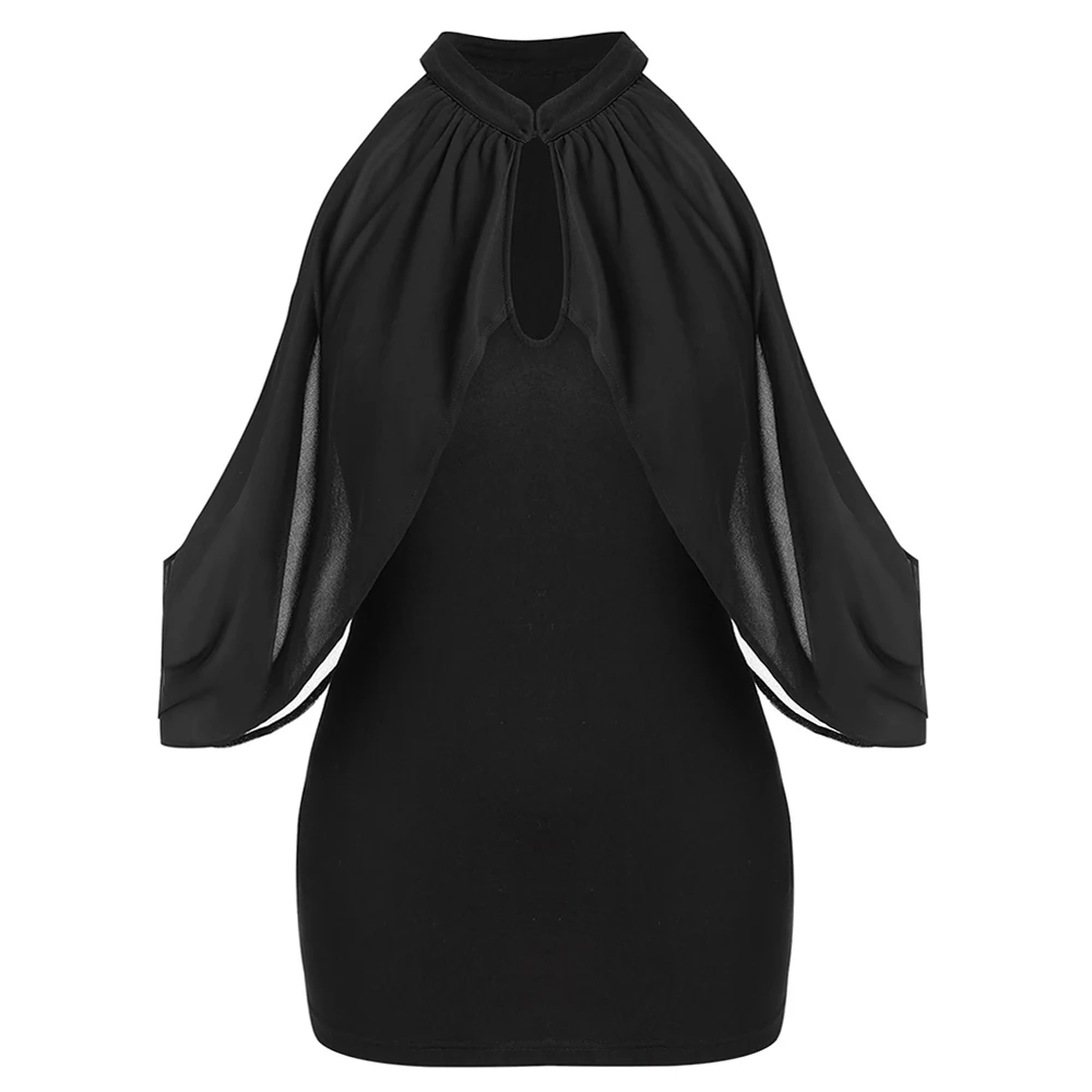 2019 лето шифон блузка замочная скважина с плеча женщин плюс размер перекрытия