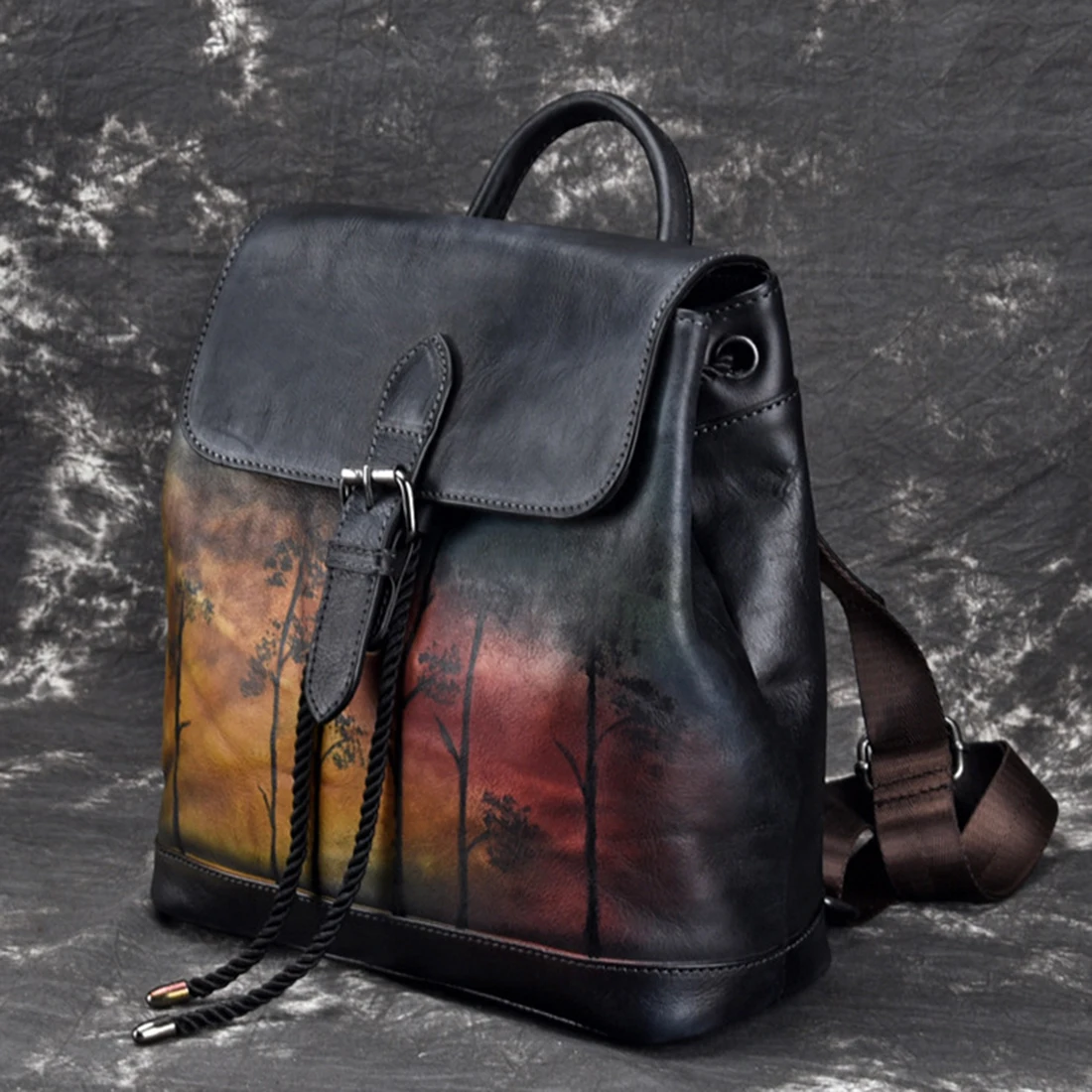Genuine Leather Women Backpack Embossed Knapsack Female Travel Bag Retro Girls School High Quality Real Cowhide Daypack Rucksack | Багаж и