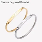 Браслет из нержавеющей стали с гравировкой на заказ, браслет с именем и инициалом, розовое золото, браслеты на заказ для женщин, подарки