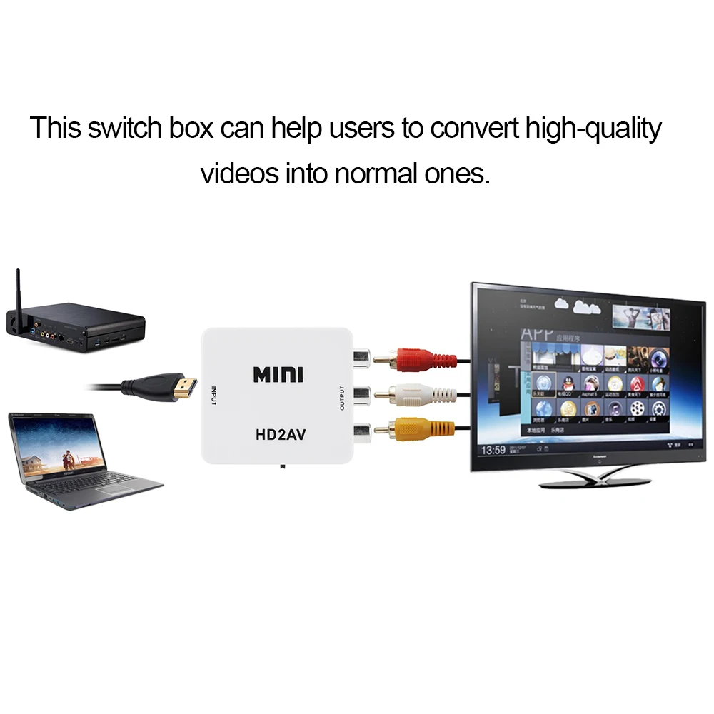 Универсальный цифровой аудио переключатель коробка HD в AV RCA преобразователь