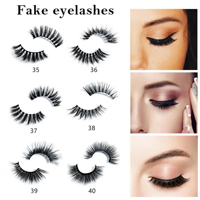 

4 Pairs False Eyelashes Natural 100% Handmade Thick False Eyelashes Extension Sexy Soft Lashes Mink False Eyelashes