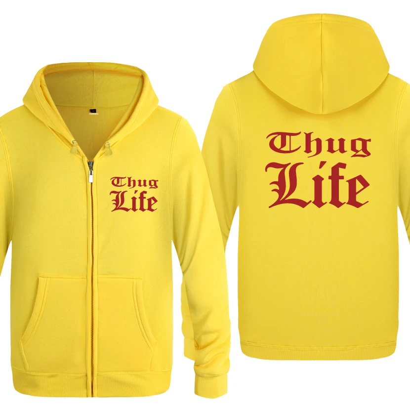 Thug Life Tupac 2PAC Rock Rap Hoodies Men 2018 Men's Fleece Zipper Cardigans Hooded Sweatshirts | Мужская одежда