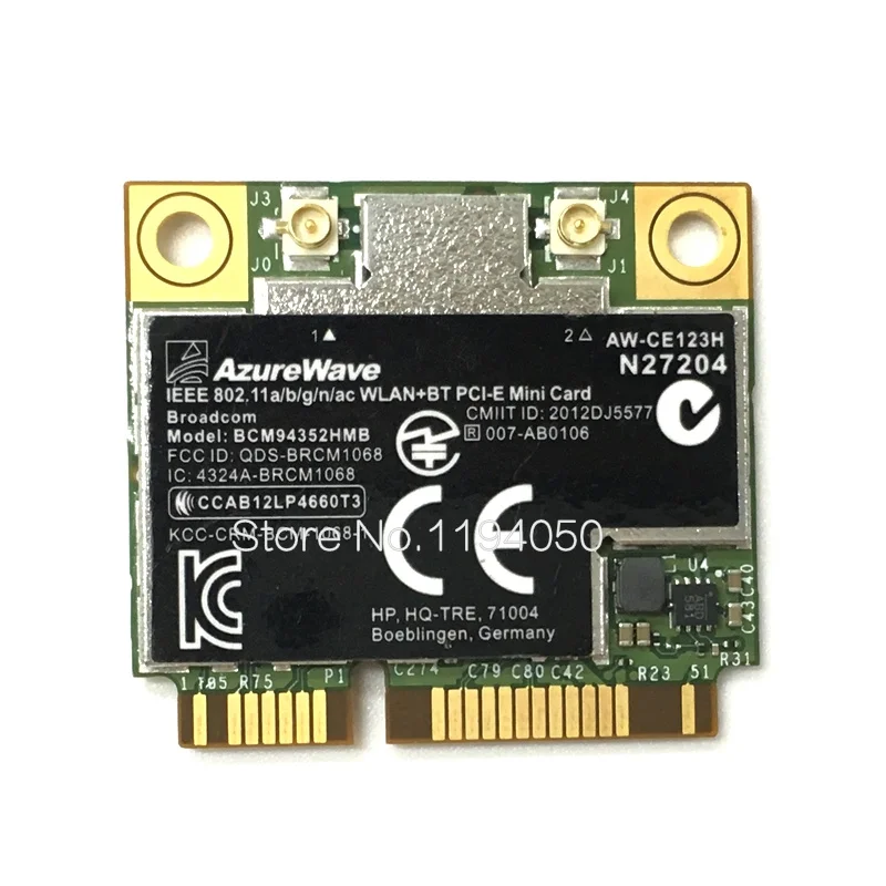 AzureWave Broadcom BCM94352HMB 802.11ac 867 Мбит/с Беспроводная AC WLAN + Bluetooth BT 4 0 полумини PCI E