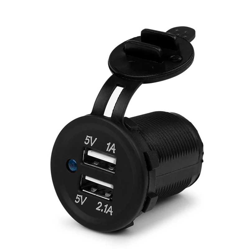 

Motorcycle Dual USB Socket Charger For Auto Car Truck ATV Boat With LED Power Adapter Outlet Power 12-24V Mobile Phone Charger