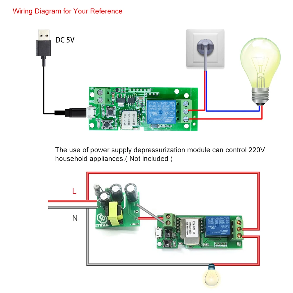 2 шт.-5 шт. eWeLink USB DC5V Wifi переключатель беспроводной релейный модуль модули для