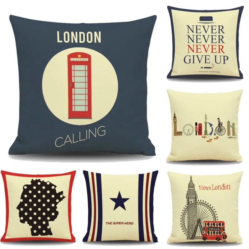 Льняной домашний чехол в британском стиле для подушки квадратная Талия мягкий