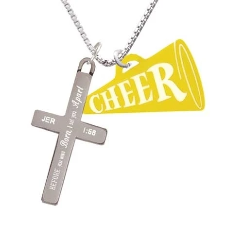 Акрил 1 25 &quotжелтый Cheer с рупором-я поставил вас врозь-крест ожерелье | Украшения и